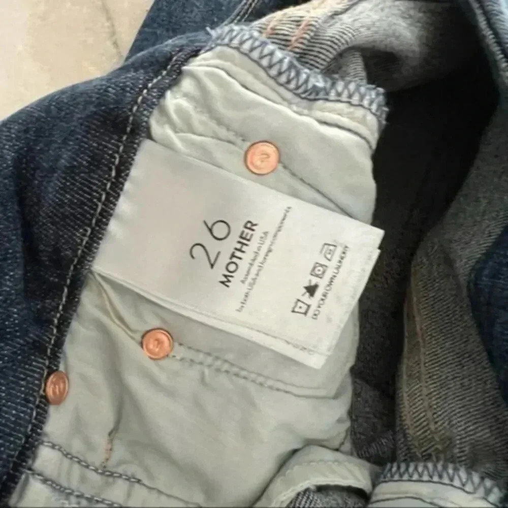 Mother Jeans Womens Looker Ankle Fray Girl Crush Dark Wash Mid Rise Stretch B440 - Picture 7 of 7